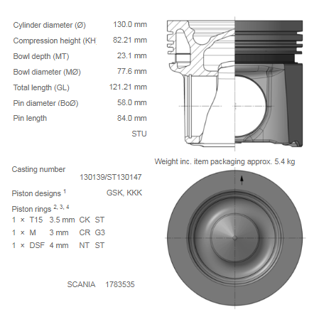 PISTON SCANIA 130,00 PISTON SCANIA 130,00