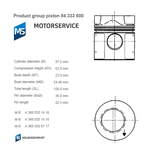 PISTON MB 97,50 PISTON MB 97,50