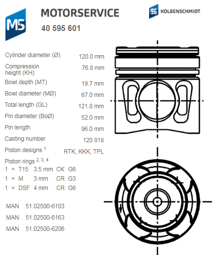 PISTON MAN 120,00 STD PISTON MAN 120,00 STD