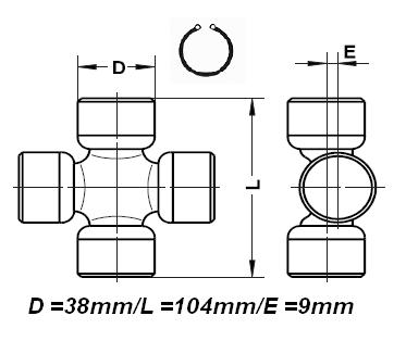 ჯვარა წინა ხიდის 38x104 MM;MAN/MB;GU3580