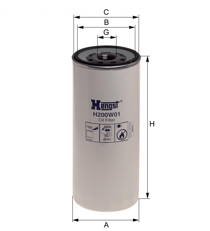 ფილტრი ზეთის H200W01 HENGST