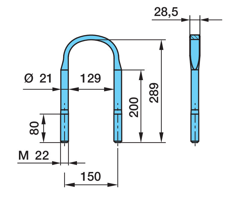 რესორის უღელი BPW M22X2.5