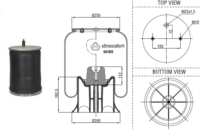 Пневморессора в сборе со стальным стак Пневморессора в сборе со стальным стак