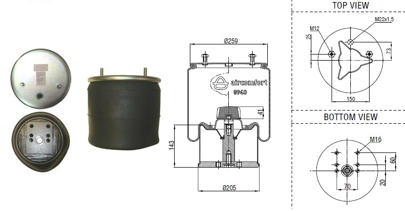 ჰაერის ბალიში (კომპლექტში) metal piston