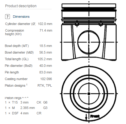 PISTON CUMMINS 102,00